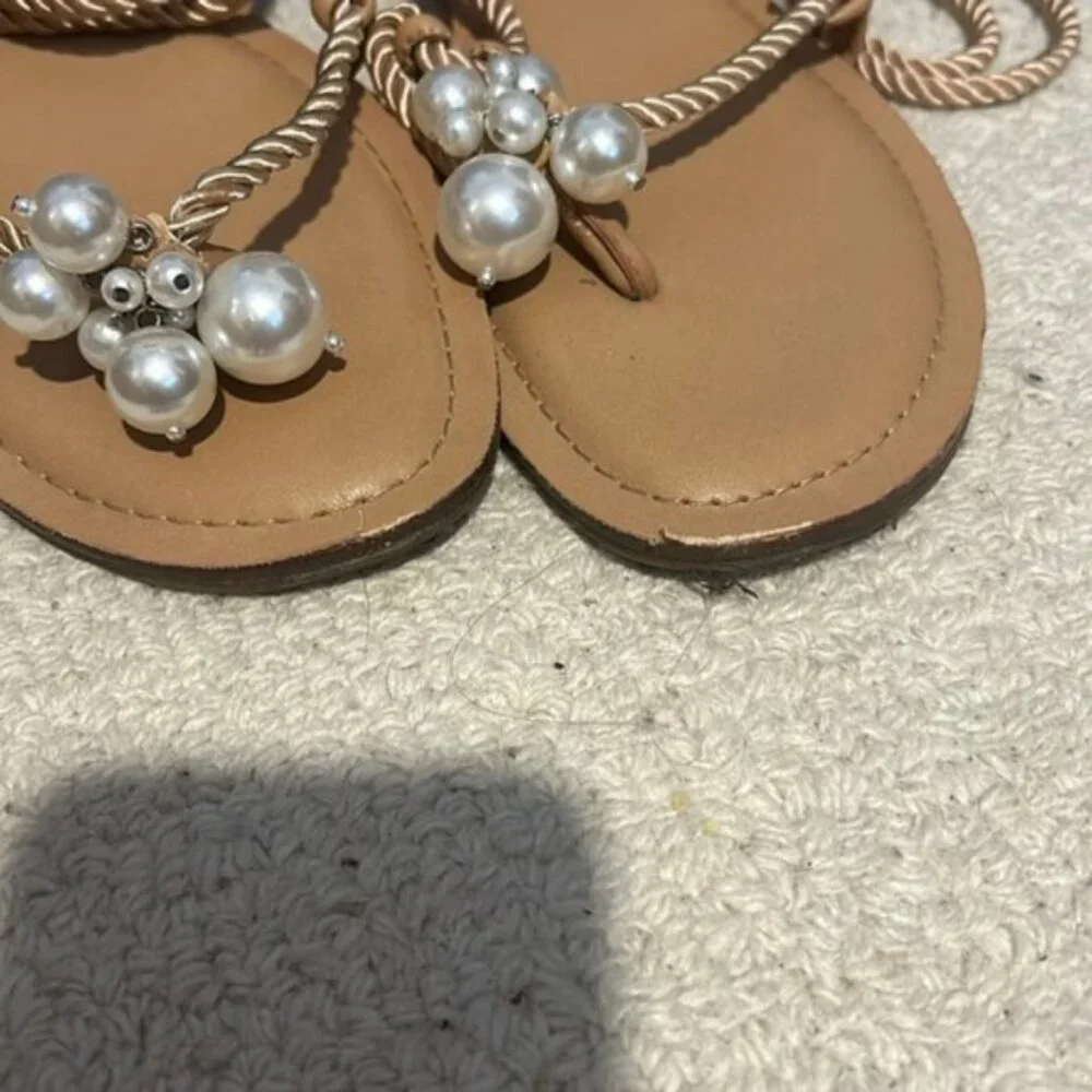INC International Concepts Jerzi Rope Embellished Strappy Flat Sandals Size 11 - Picture 4 of 6